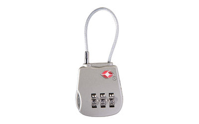 Pelican TSA Combination Case Lock, Gray, Steel Cable, Model 1500-518-000