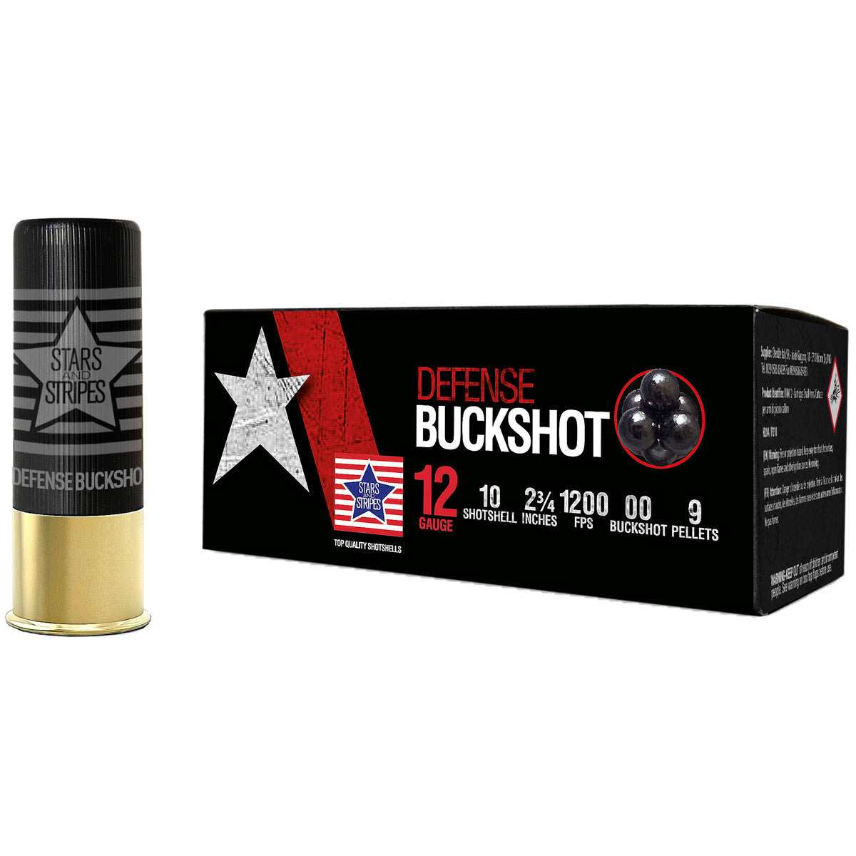 Stars and Stripes CBUCK9 Stars and Stripes Defense  12 Gauge 2-3/4  #Buckshot