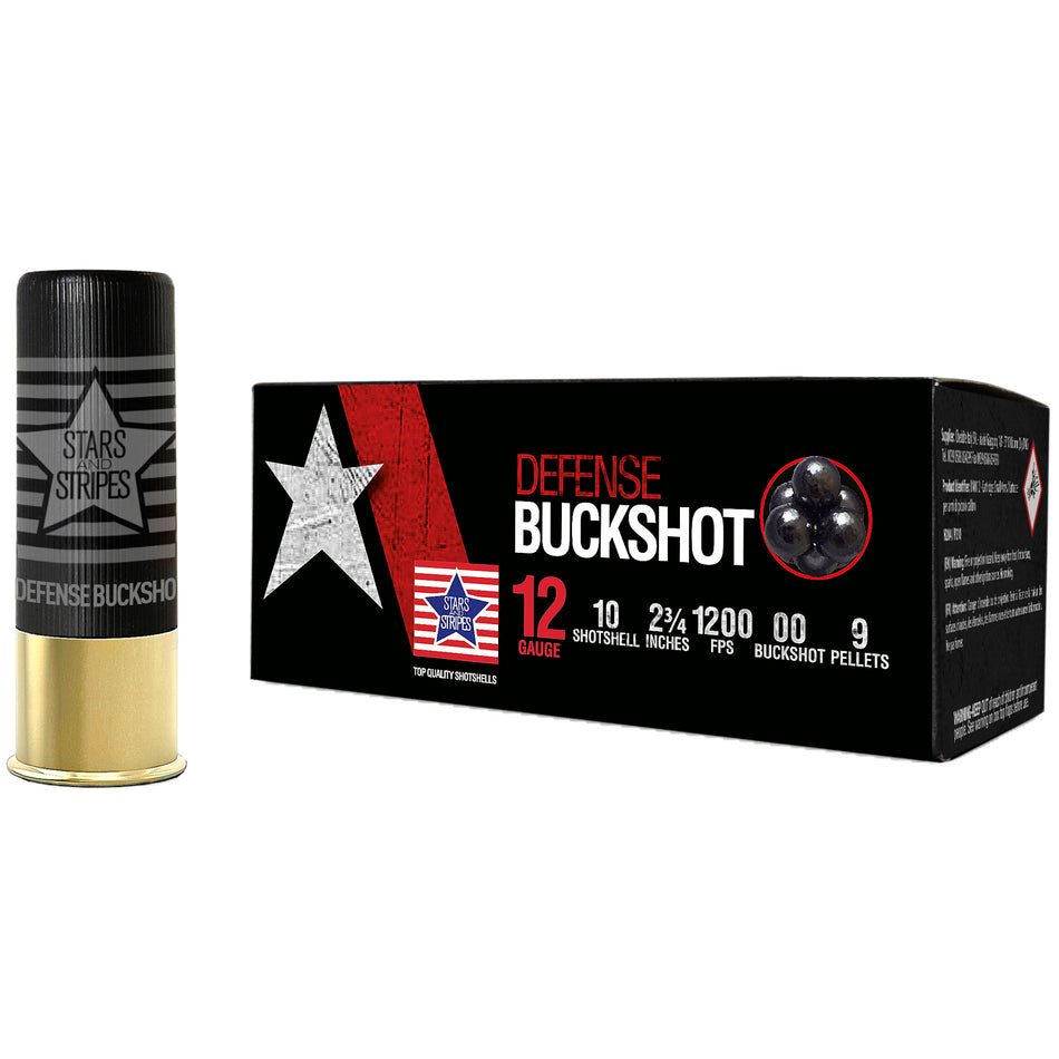Stars and Stripes CBUCK9 Stars and Stripes Defense  12 Gauge 2-3/4  #Buckshot