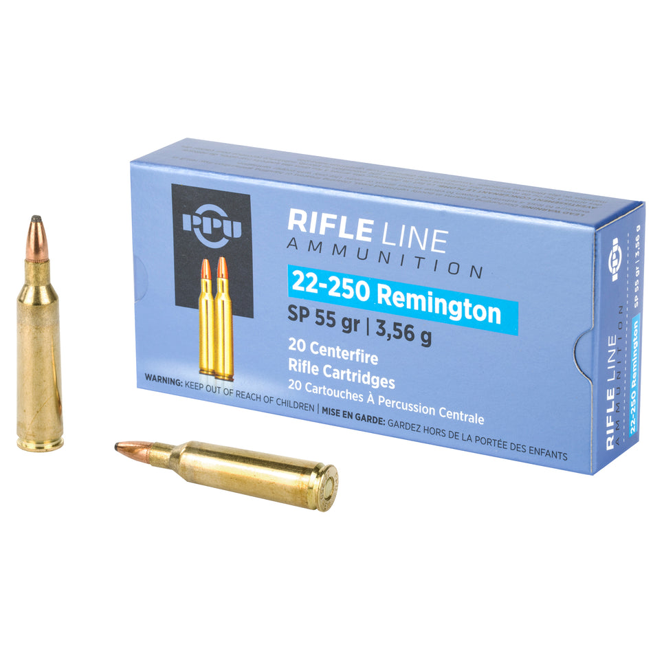 PPU (prvi Partizan) 22-250 Remington 55 Grain Soft Point (SP)