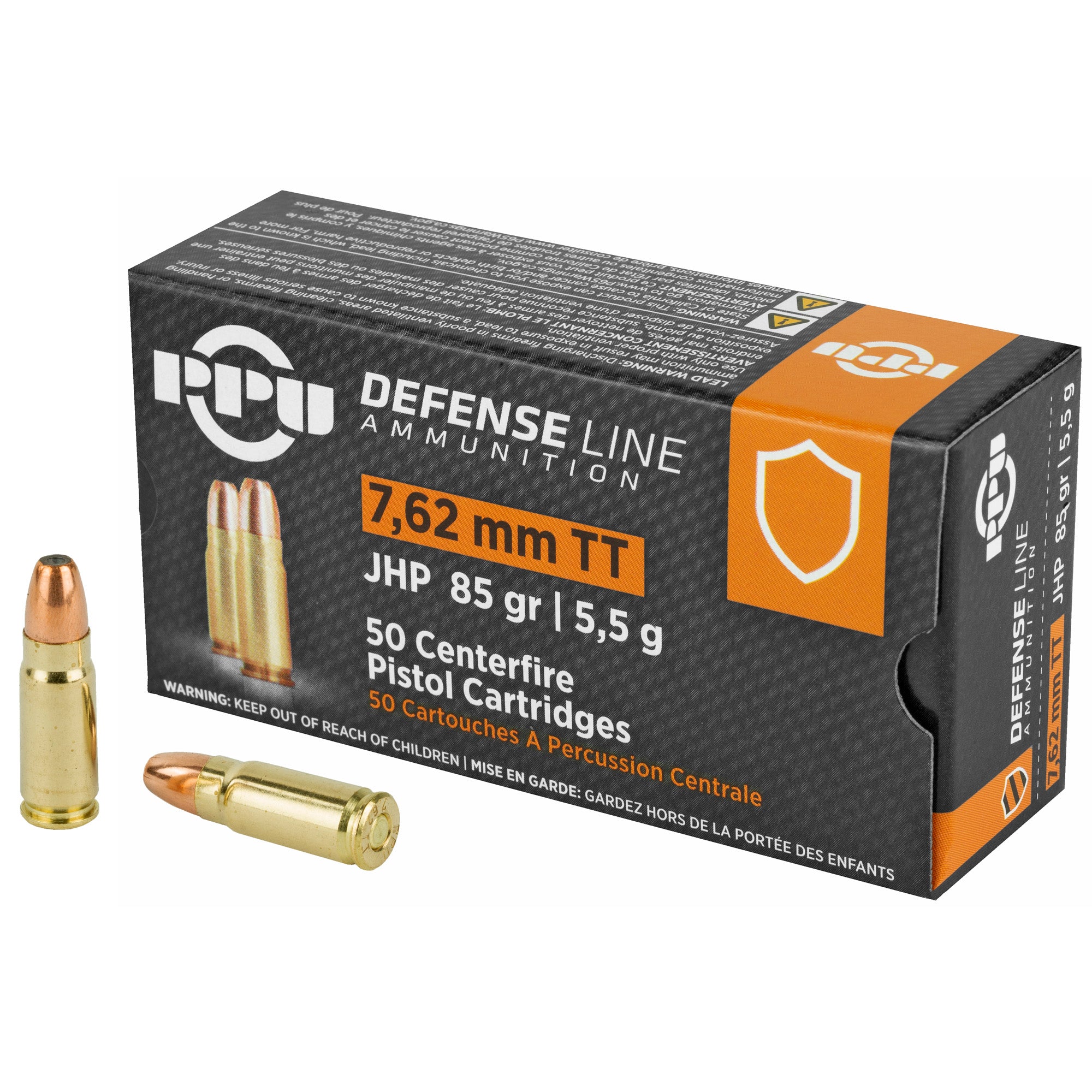 Prvi Partizan Handgun Defense 7.62x25mm Tokarev 85 grain Jacketed Hollow Point ammunition