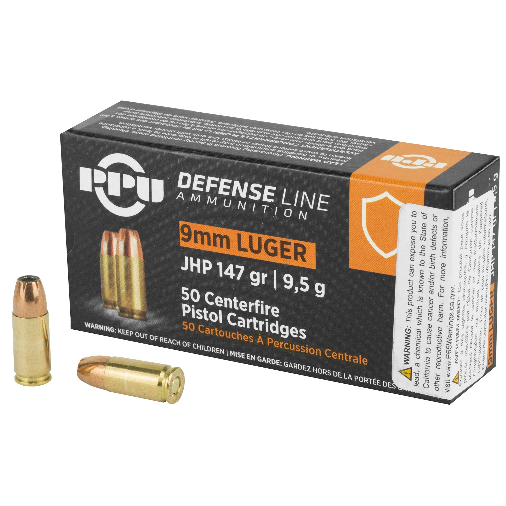 Prvi Partizan Defense 9mm Luger / Parabellum 147 grain Jacketed Hollow Point ammunition
