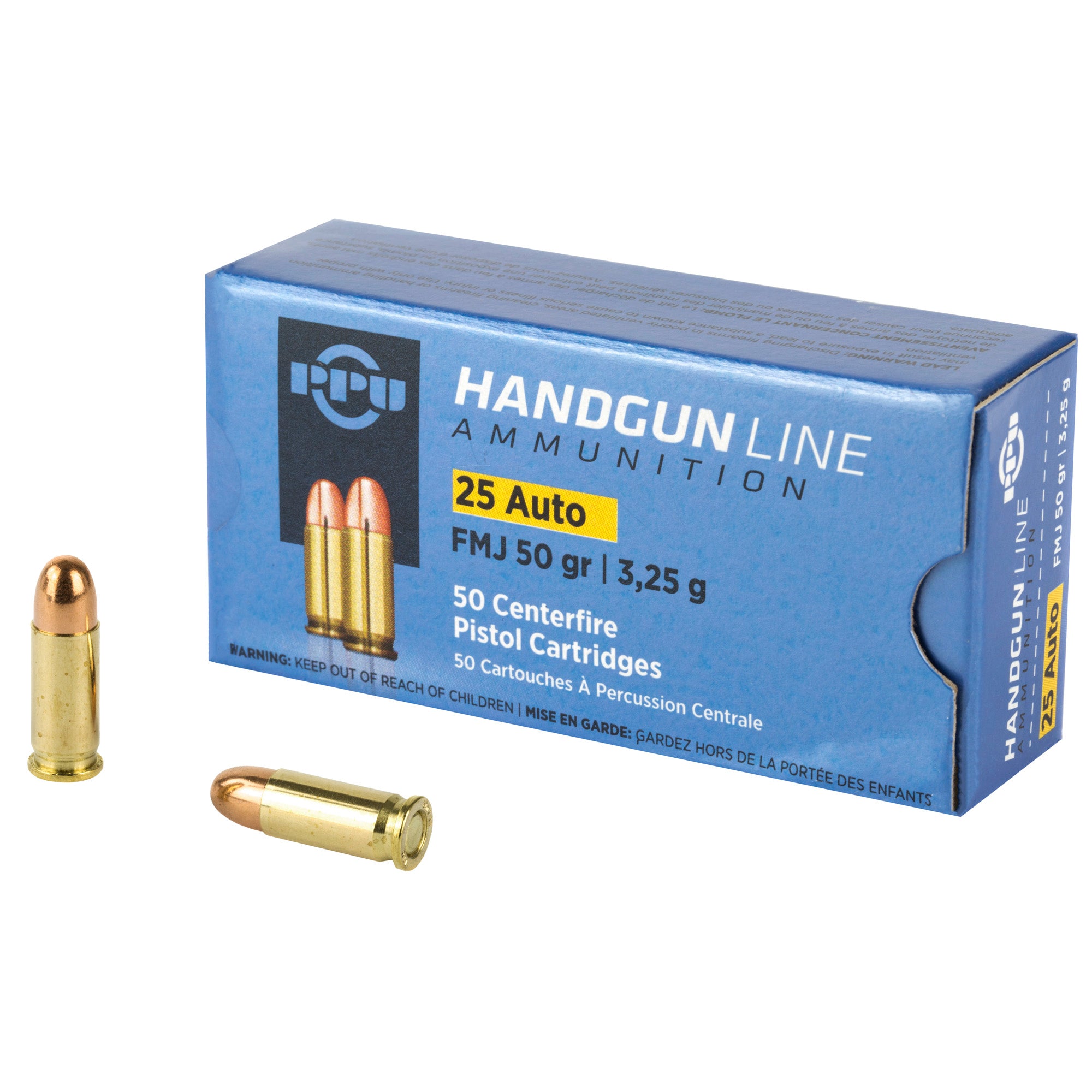 Prvi Partizan Handgun .25 ACP 50 grain Full Metal Jacket ammunition