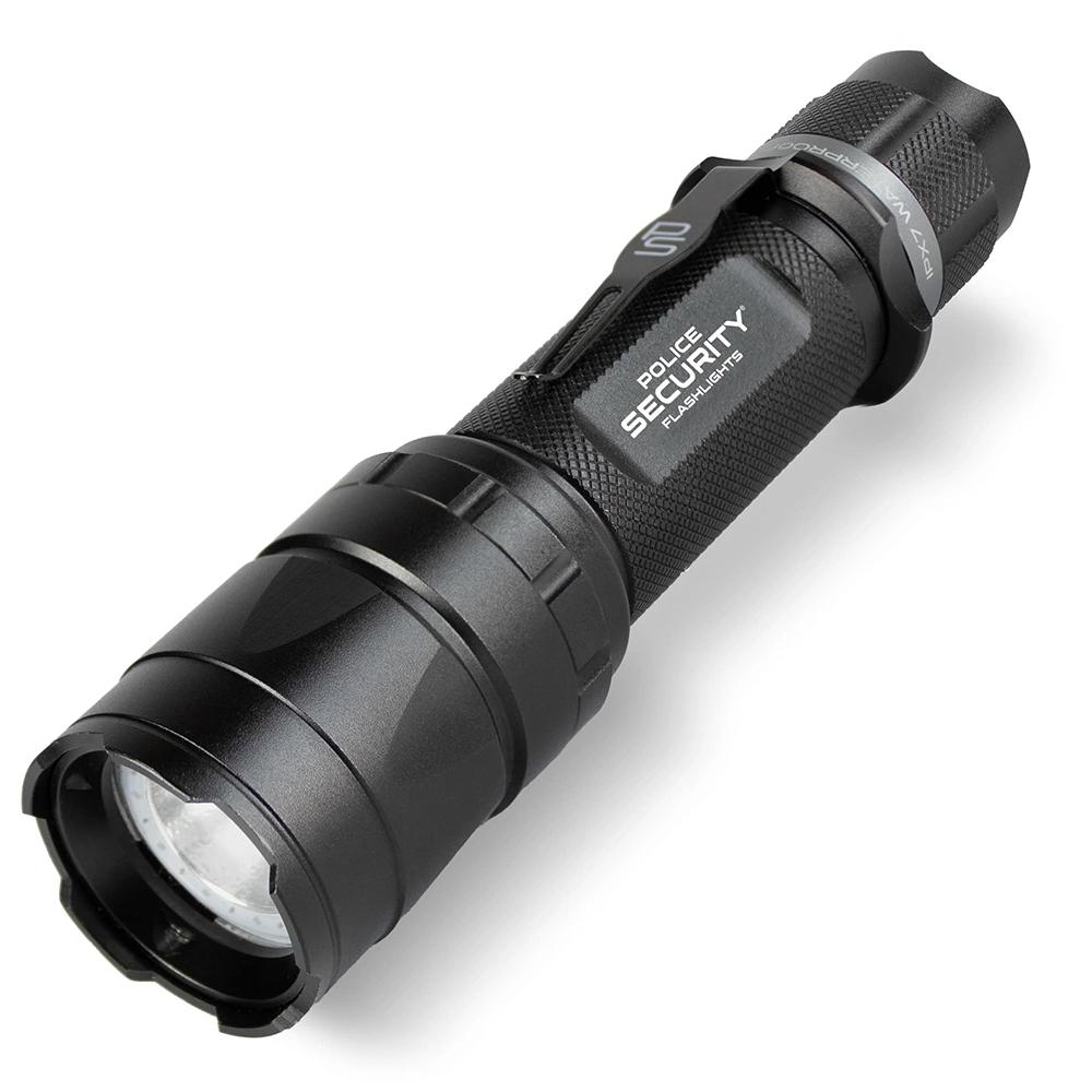 Police Security Trac Tact RX Rechargeable 1500-Lumen Tactical Flashlight Black