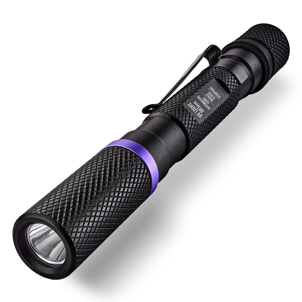 Police Security Ultraviolet 395nm UV Flashlight Slim Black Aluminum