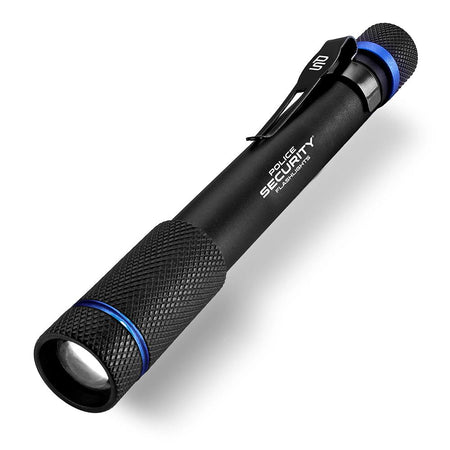 Police Security Aura Penlight 270 Lumens 3-Mode Slide Focus Flashlight Black