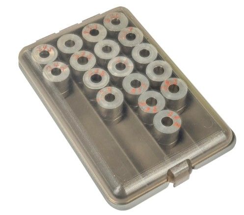 MTM POWDER & SHOT BUSHING BOX CLEAR CLEAN ID SNAP LID