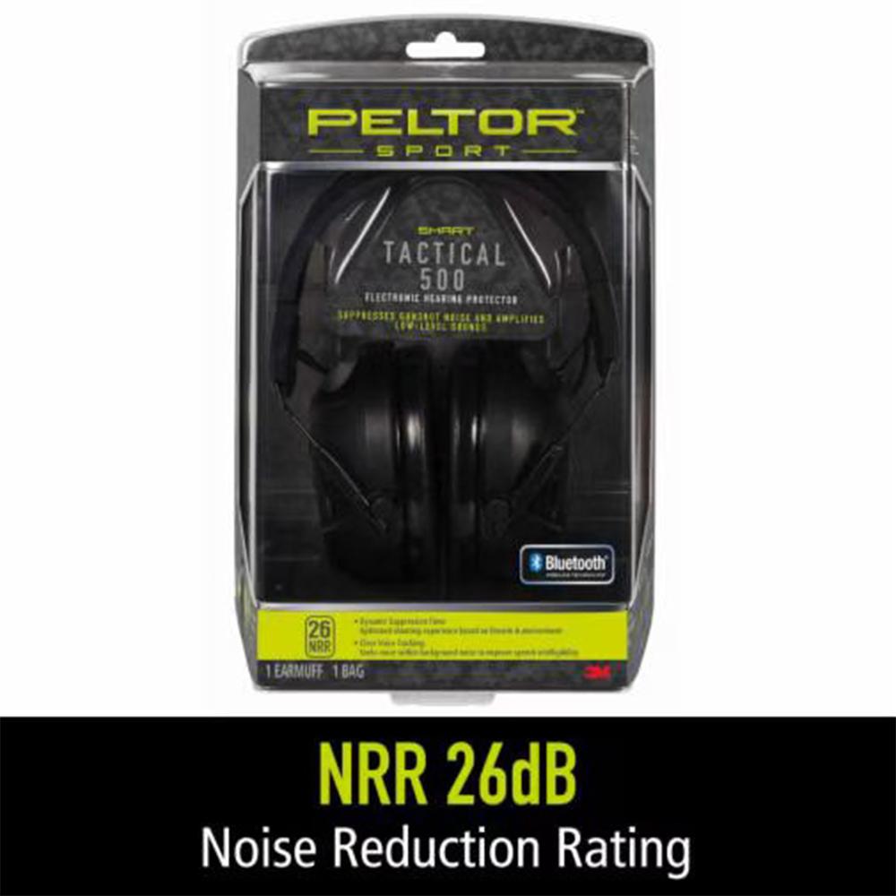 Peltor Sport Tactical 500 26dB Electronic Ear Muffs with Bluetooth Black