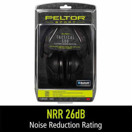 Peltor Sport Tactical 500 26dB Electronic Ear Muffs with Bluetooth Black