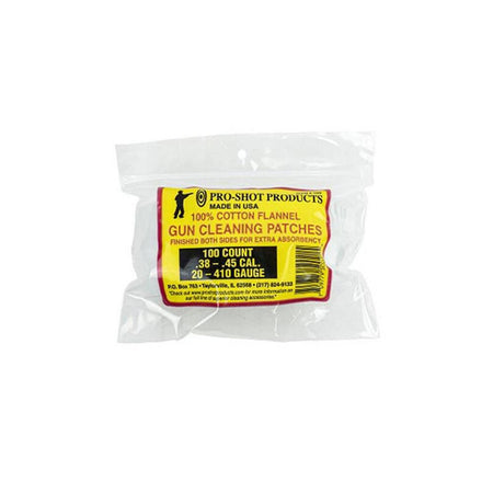 Pro-Shot .38 to .45 Cal Cotton Flannel Gun Cleaning Patches 100 Pack