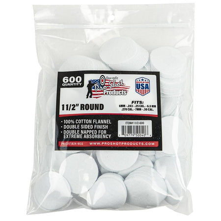 Pro-Shot SWT Cotton Flannel Cleaning Patches 1.5 Inch 600 Pack
