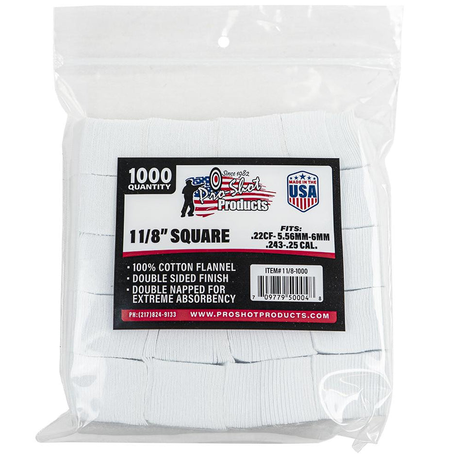 Pro-Shot 1 1/8" Square 100% Cotton Flannel Patches 1000 Pack