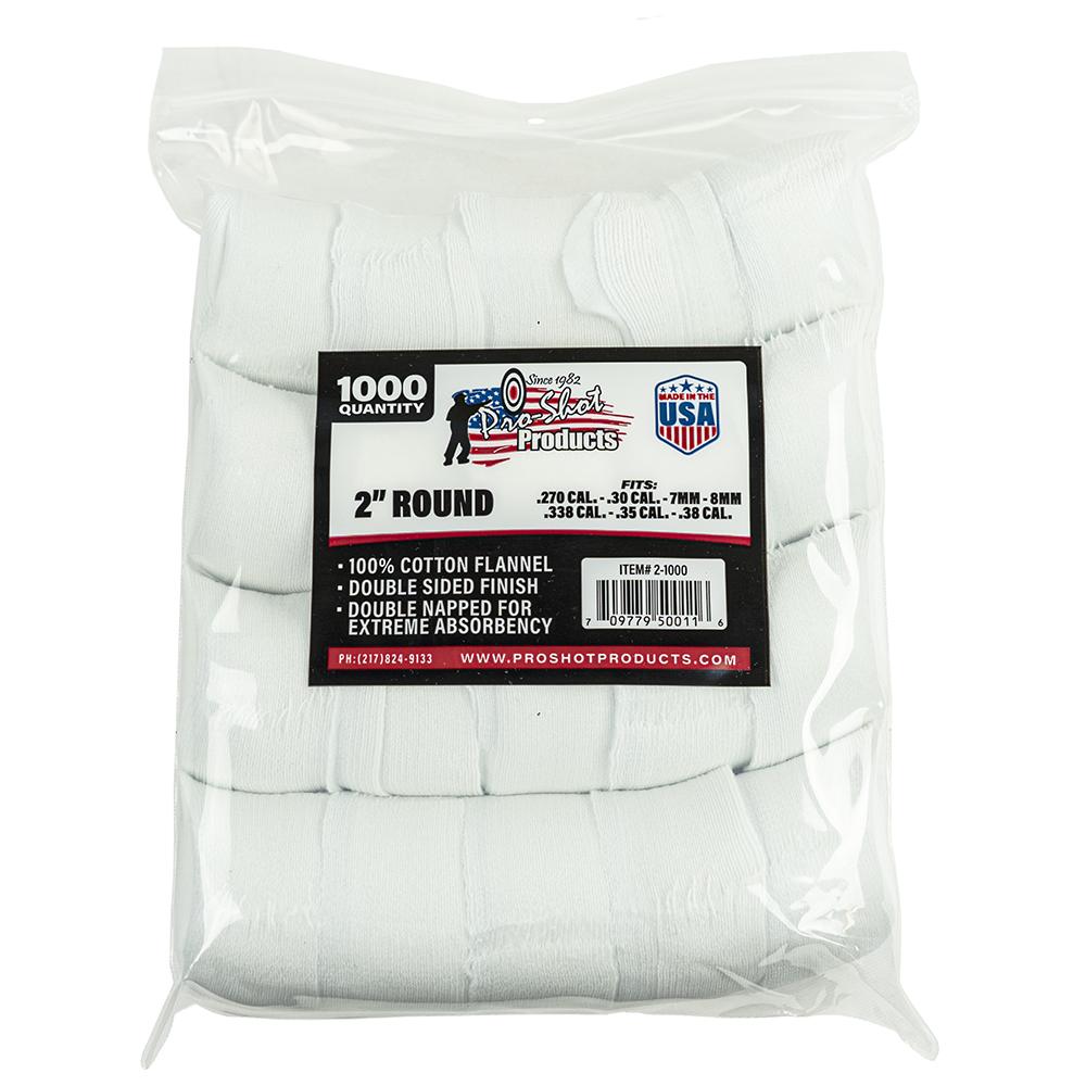 Pro-Shot 1000-Count 2" Round Cotton Flannel Firearm Cleaning Patches