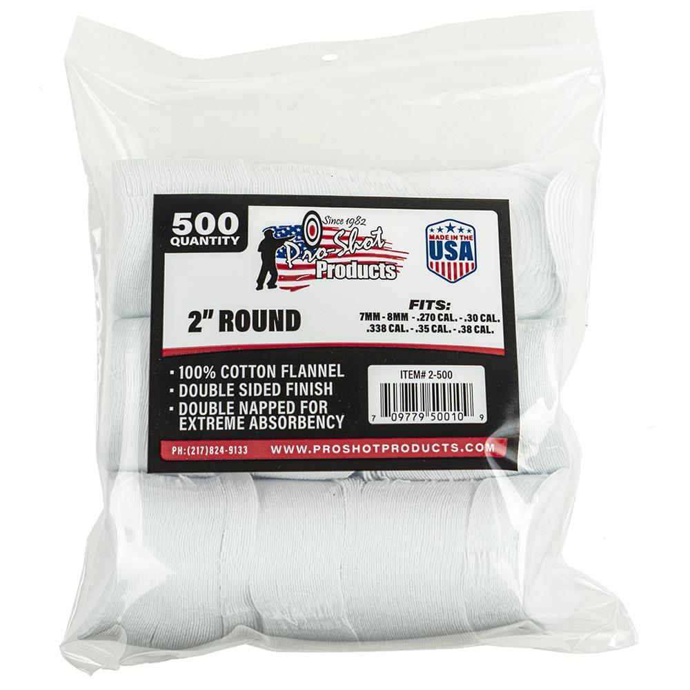 Pro-Shot 2" Round 100% Cotton Flannel Patches 500 Pack