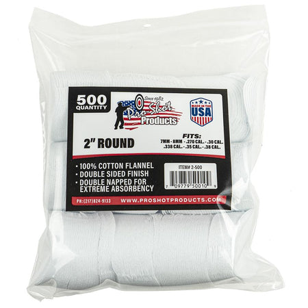 Pro-Shot 2" Round 100% Cotton Flannel Patches 500 Pack