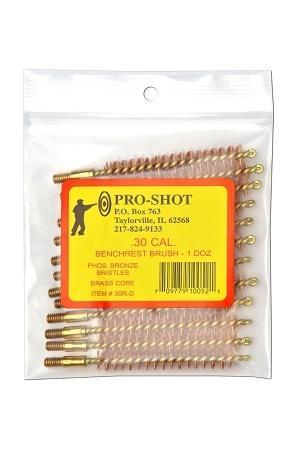 Pro-Shot .30 Cal Phosphorus Bronze Benchrest Rifle Cleaning Brushes 12ct