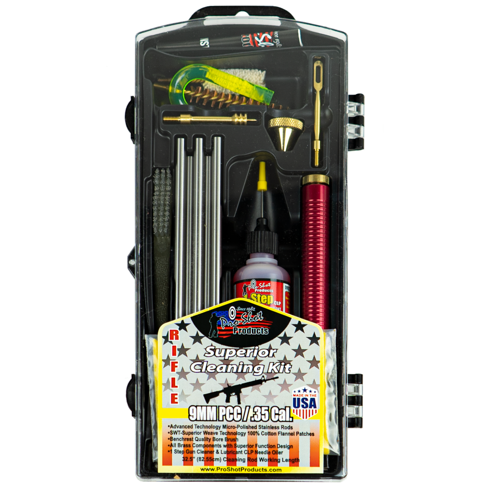 Pro-Shot 9mm PCC Complete Cleaning Kit with Brass Jag Cotton Mop and Cleaner
