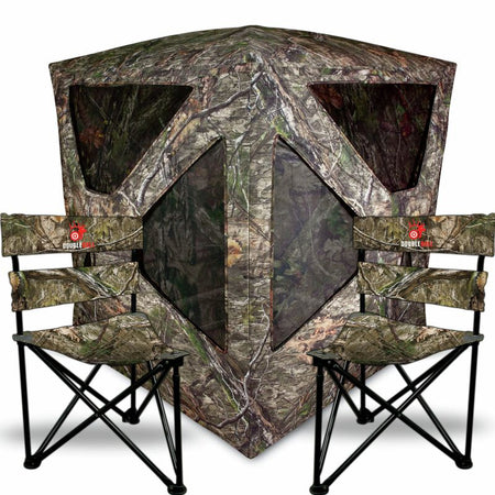 Primos Double Bull Roughneck Camo Ground Blind Including 2 Tri Stools