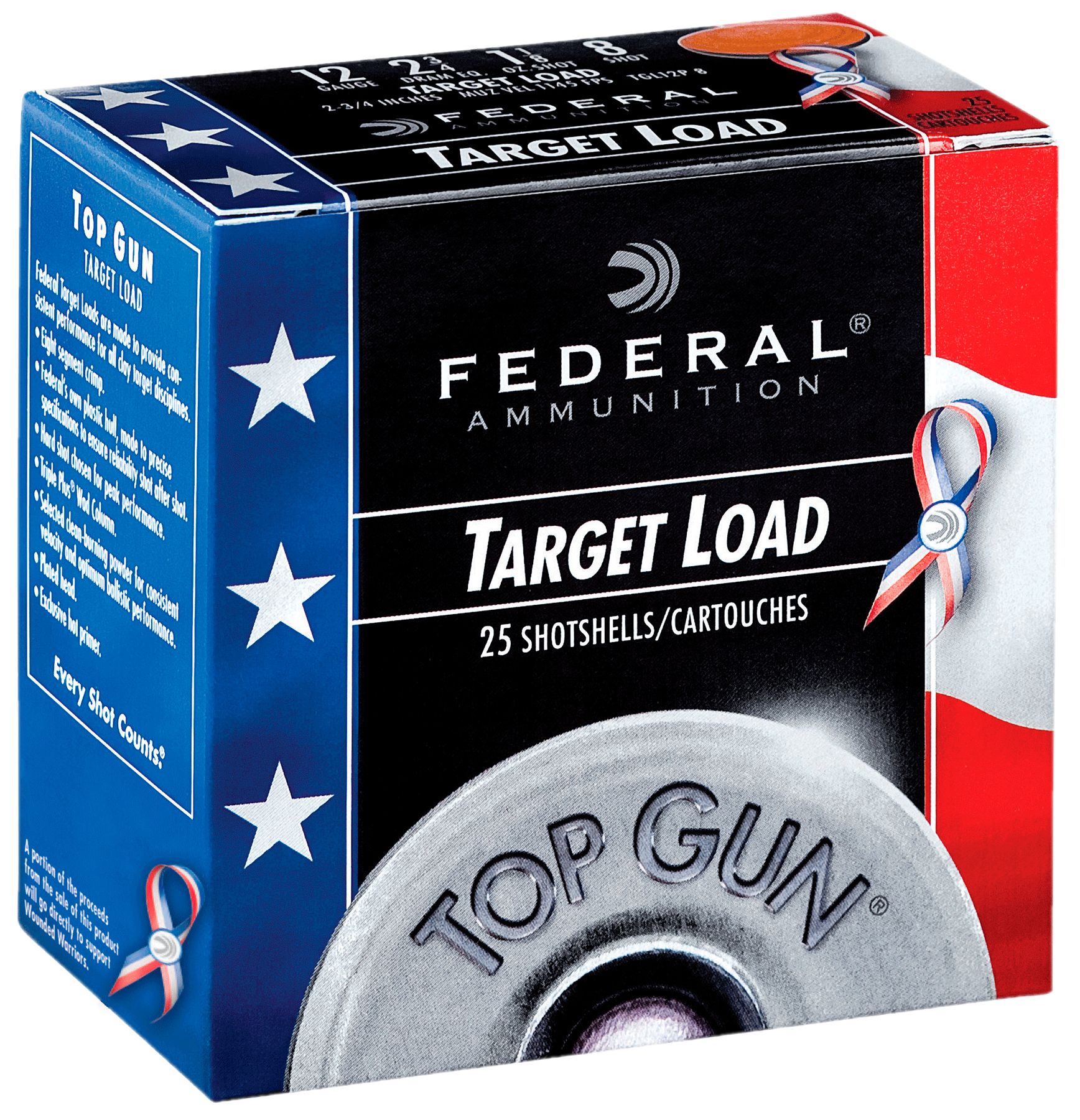 Federal Top Gun Red White & Blue Edition Load 12 Gauge 2.75 in. 1 1/8 oz. 8 Shot 25 rd.