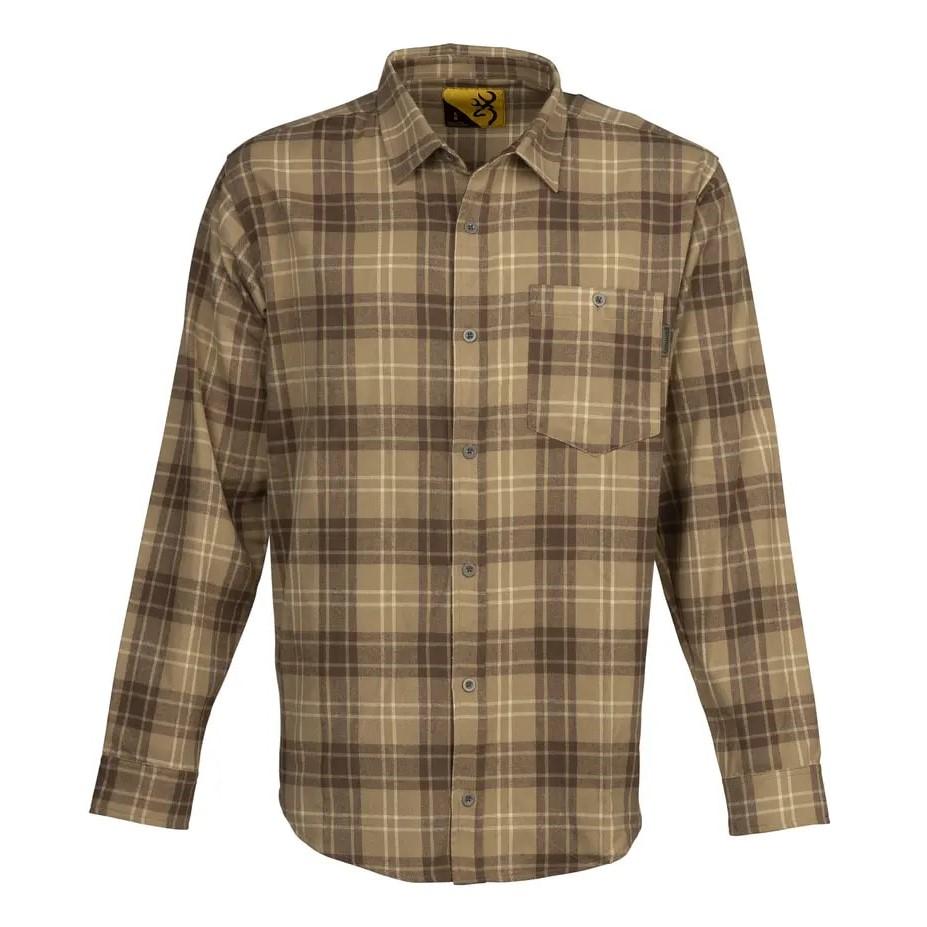 Browning Tan Upland Flannel Long Sleeve Shirt Small