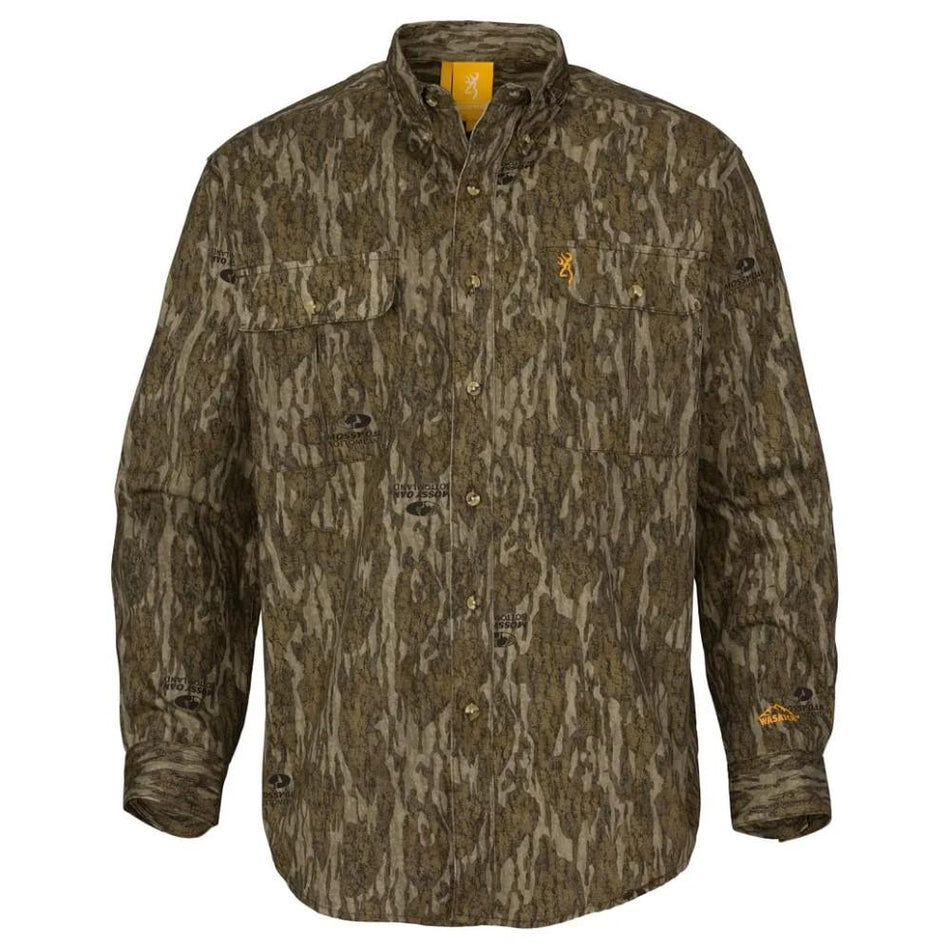 Browning Wasatch CB 2-Pocket Button-Down Hunting Shirt Mossy Oak Bottomland L