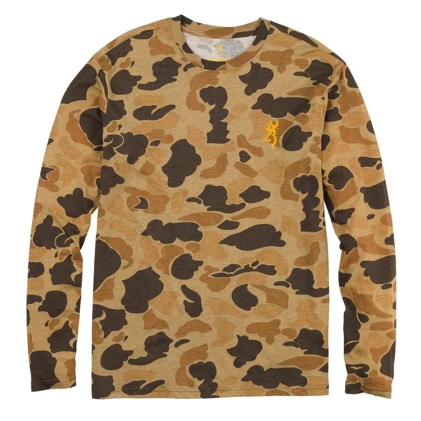 Browning Wasatch Long Sleeve T-Shirt with Odor Control Vintage Tan Camo S