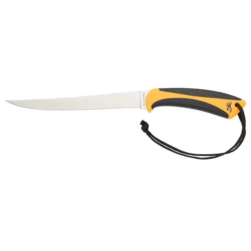 Browning White Water Fixed Blade Fillet Knife 7.25 Inch Yellow with Sheath