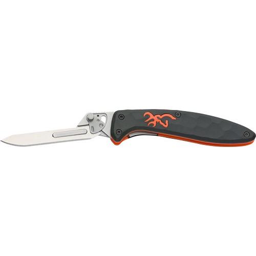 Browning Primal Scalpel 2-3/4" Liner Lock Folding Knife with Replacement Blades Black and Orange