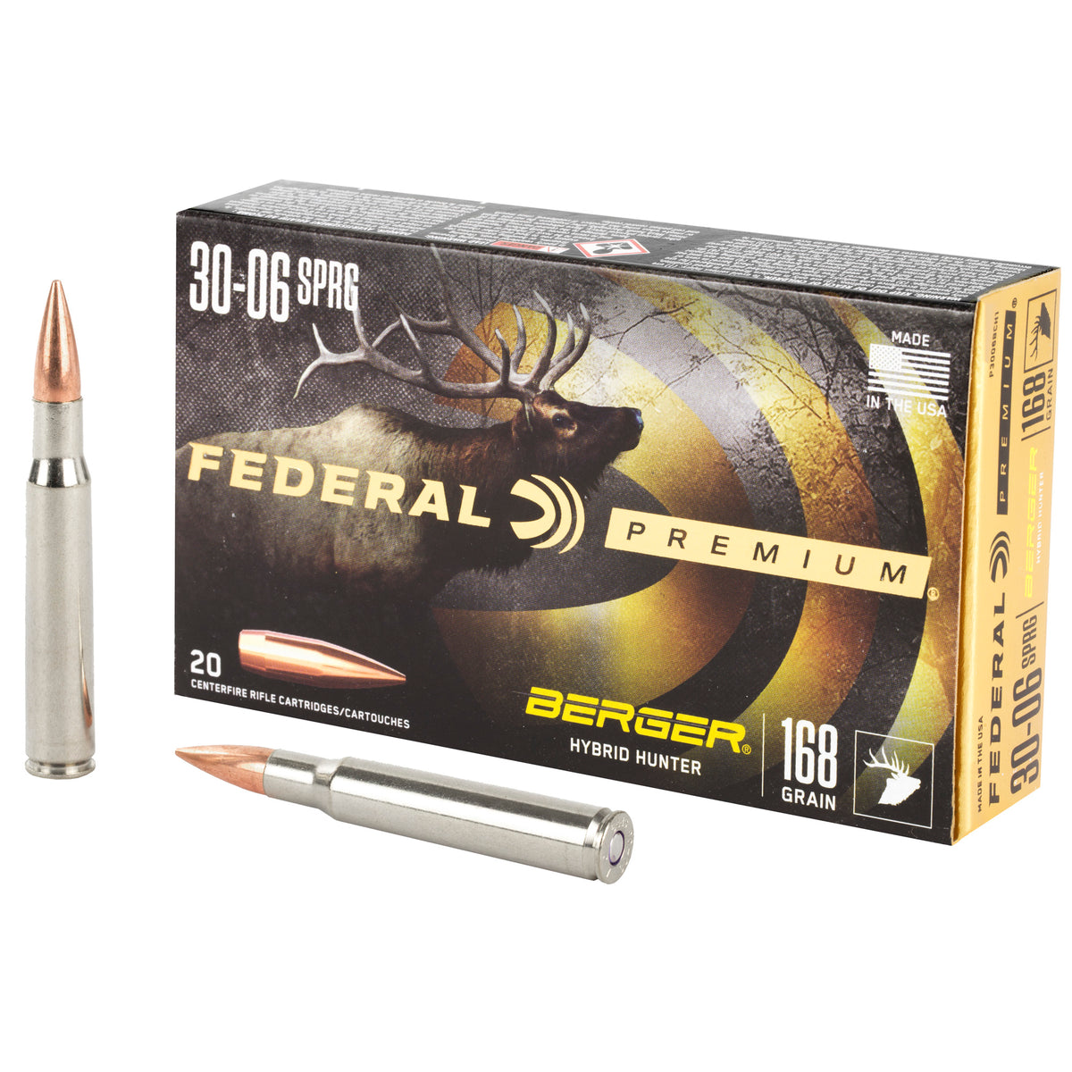 Federal Premium Rifle Ammo 30-06 Sprg. 168 gr. Berger Hybrid Hunter 20 rd.