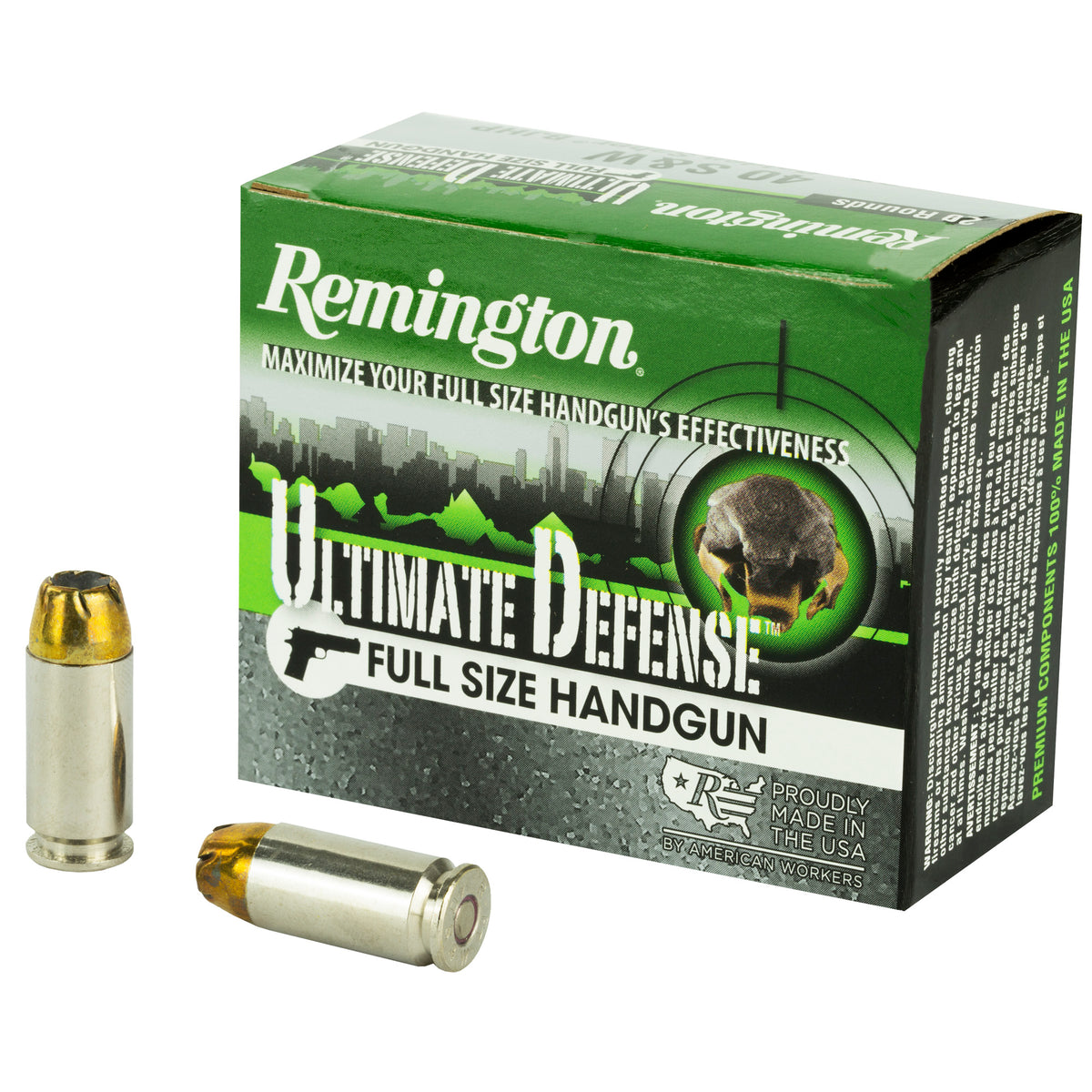 Remington Ultimate Defense Brass Jacket Hollow Point 165 Grain .40 S&W 1150 fps