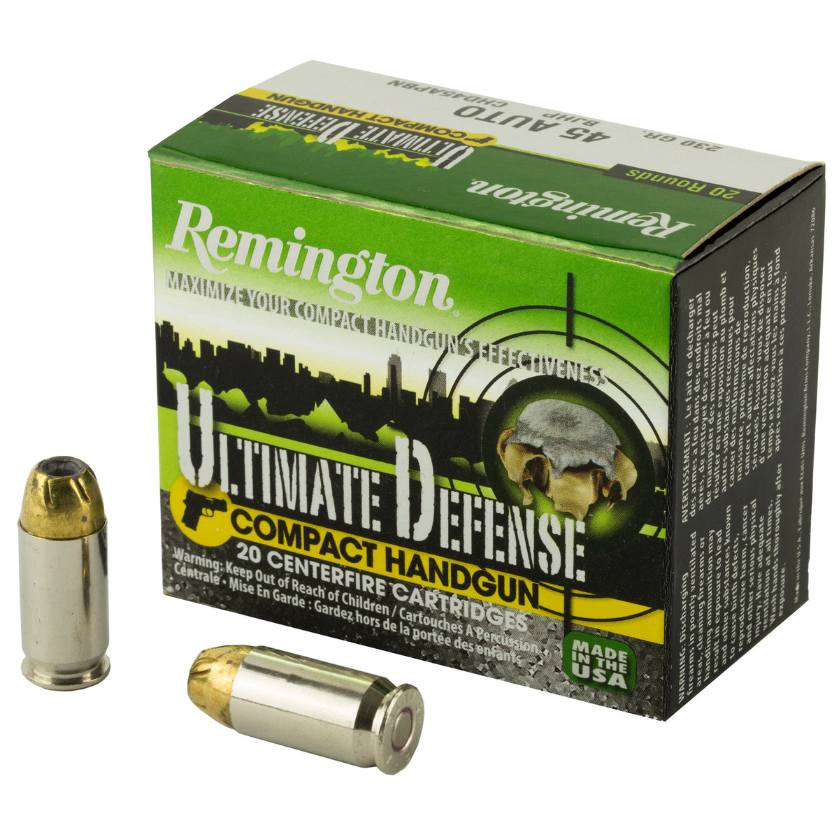 Remington Ultimate Defense Brass Jacket Hollow Point 230 Grain .45 ACP/Auto 725 fps