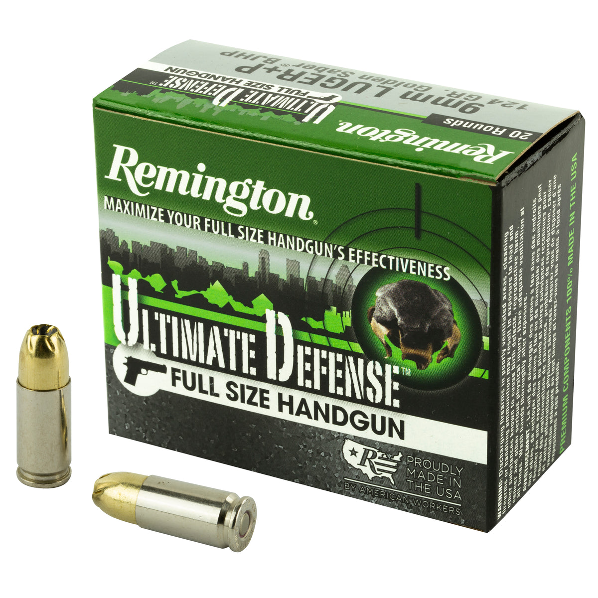 Remington Ultimate Defense Brass Jacket Hollow Point 124 Grain 9mm Luger/Parabellum 1180 fps