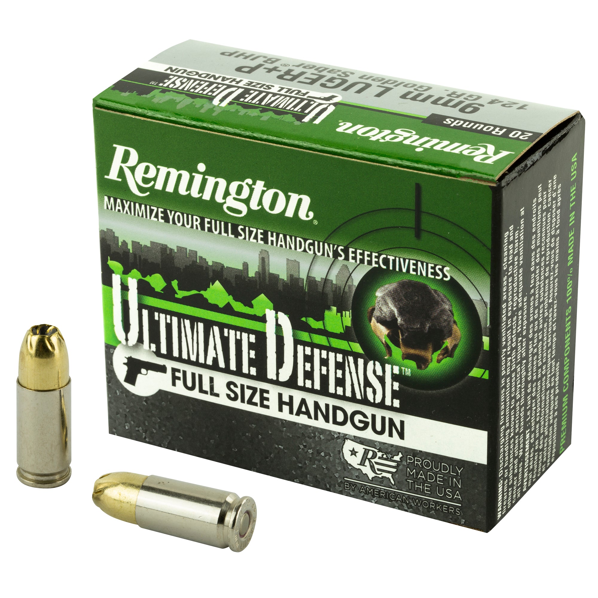Remington Ultimate Defense Brass Jacket Hollow Point 124 Grain 9mm Luger/Parabellum 1180 fps