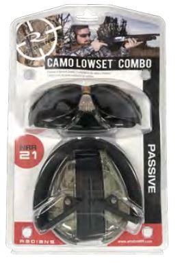 Radians Lowset Camo Ear Muff with Outback Smoke Clear Safety Glass Combo Pack