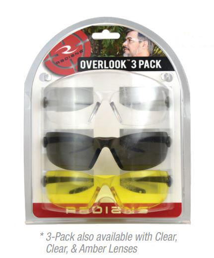 Radians Overlook Combo Shooting Glasses Pack Clear Amber UV Protection 3/ct