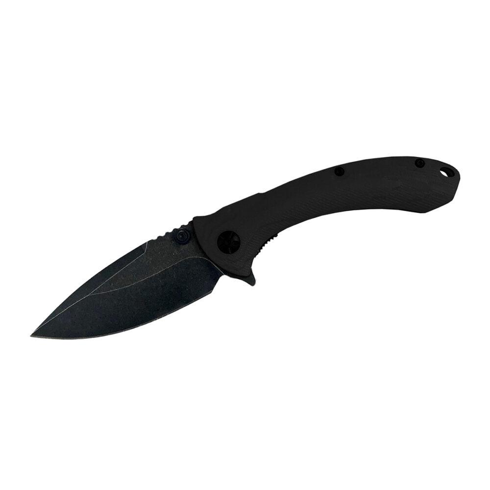 ABKT Elite Shadow Protector II Stonewashed Drop Point Folding Knife Black