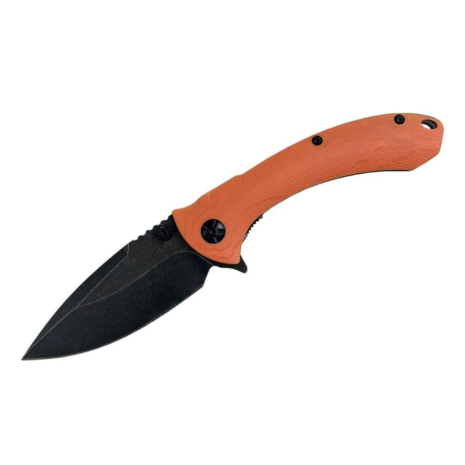 ABKT Elite Shadow Protector II D2 Drop Point Folding Knife 3-1/2" Orange G10 Handles