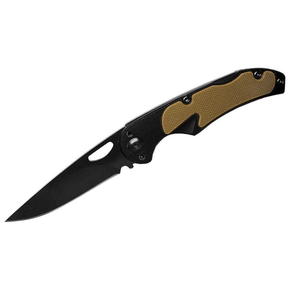 ABKT Mark II 2-1/2" Drop Point Lockback Folding Knife Tan Handles