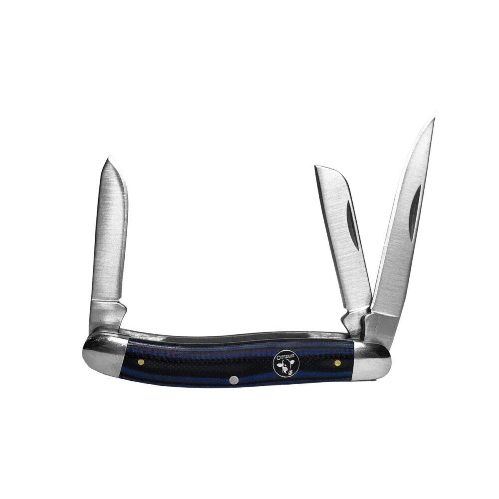 ABKT Cowhand Series Cattleman Stockman 3 Blade Knife Blue G10