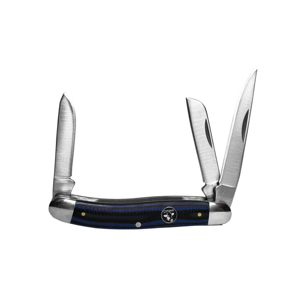 ABKT Cowhand Series Cattleman Stockman 3 Blade Knife Blue G10