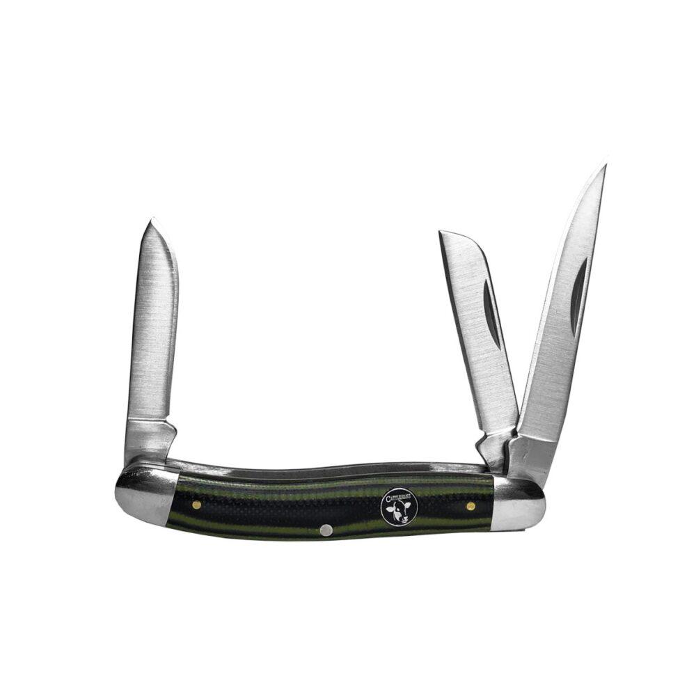 ABKT Cowhand Cattleman Stockman Knife 3 Blades Green G10 Handle