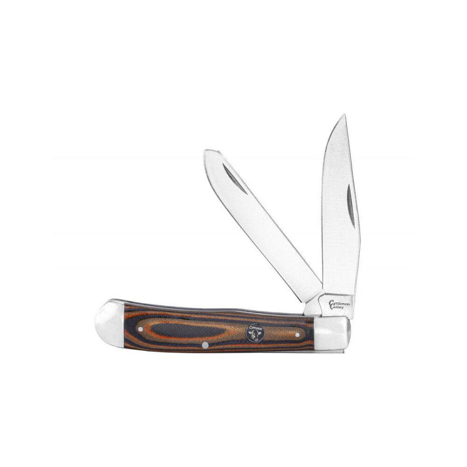ABKT Cattleman Trapper 2-Blade Folding Knife Brown Multicolor G10 Handle