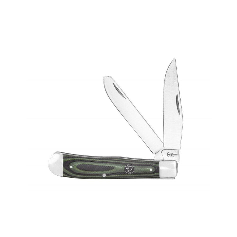 ABKT Cattleman Trapper 2-Blade Folding Knife Green Multicolor G10 Handle
