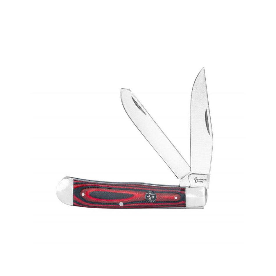 ABKT Cattleman Trapper 2-Blade Folding Knife Red Multicolor G10 Handle