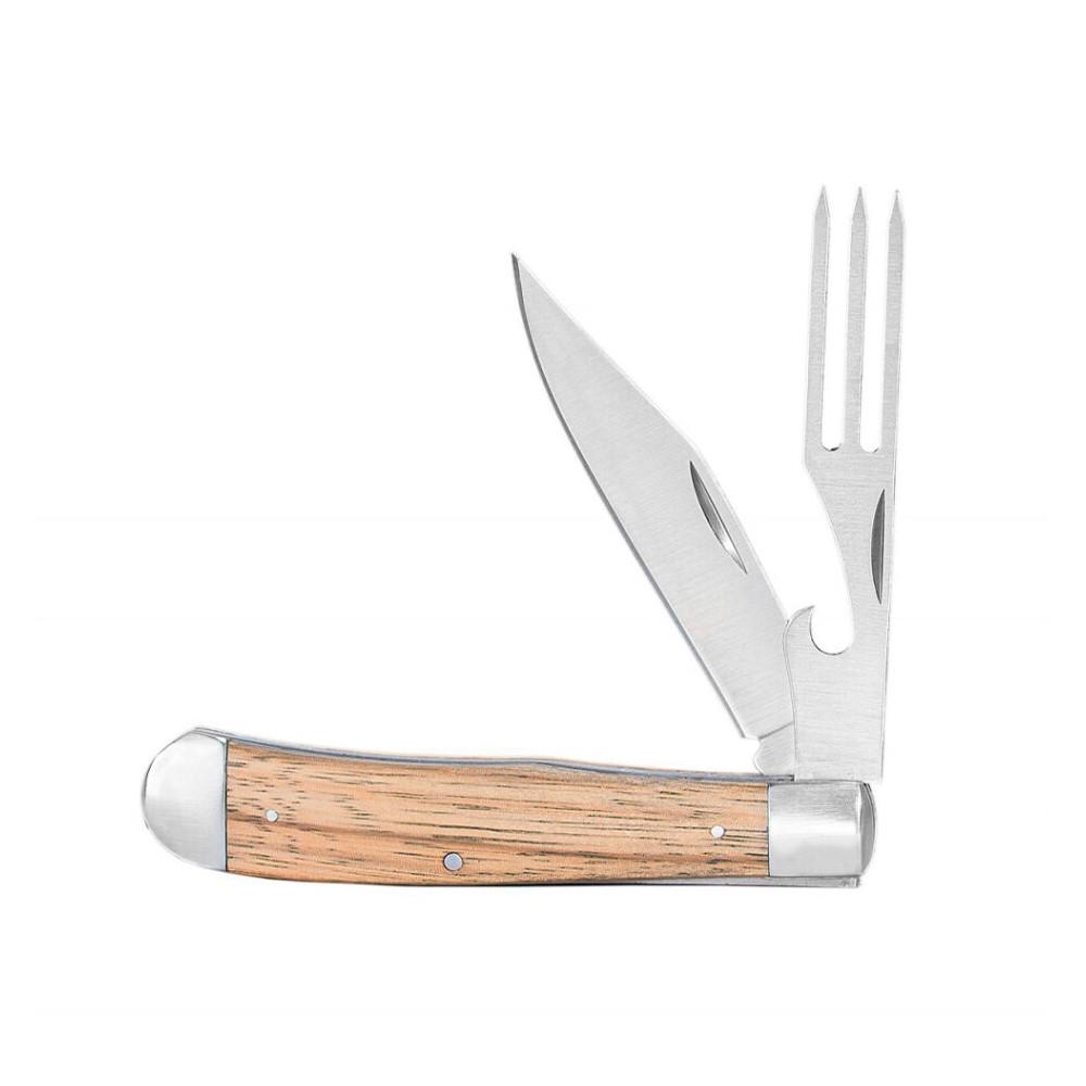ABKT Cattleman Chuckwagon Trapper Pocket Knife 3-1/4" Drop Point Fork Zebrawood