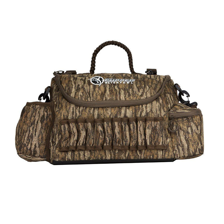 Cupped Mossy Oak Bottomland Waterfowl Hunting Guide Bag with Tree Hook