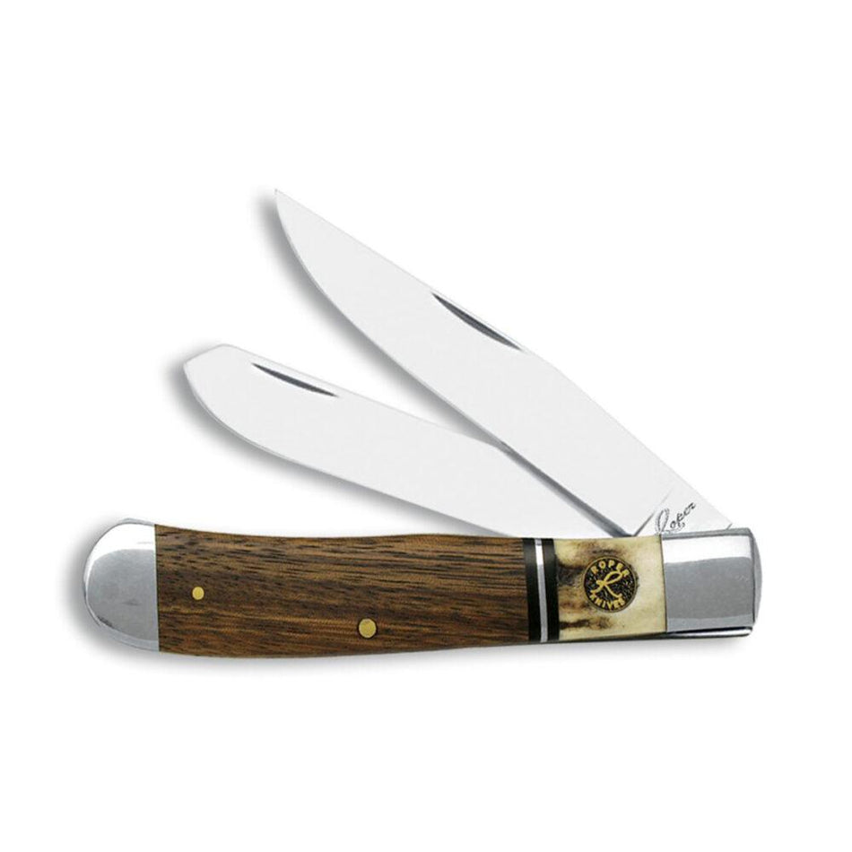 ABKT Roper Laredo Trapper Knife Stag Wood 2 Blades