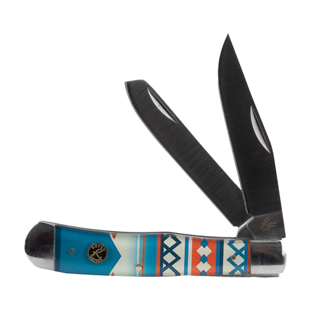 ABKT Roper Sunset Trapper Knife 2 Blades Carbon Steel Western Handle