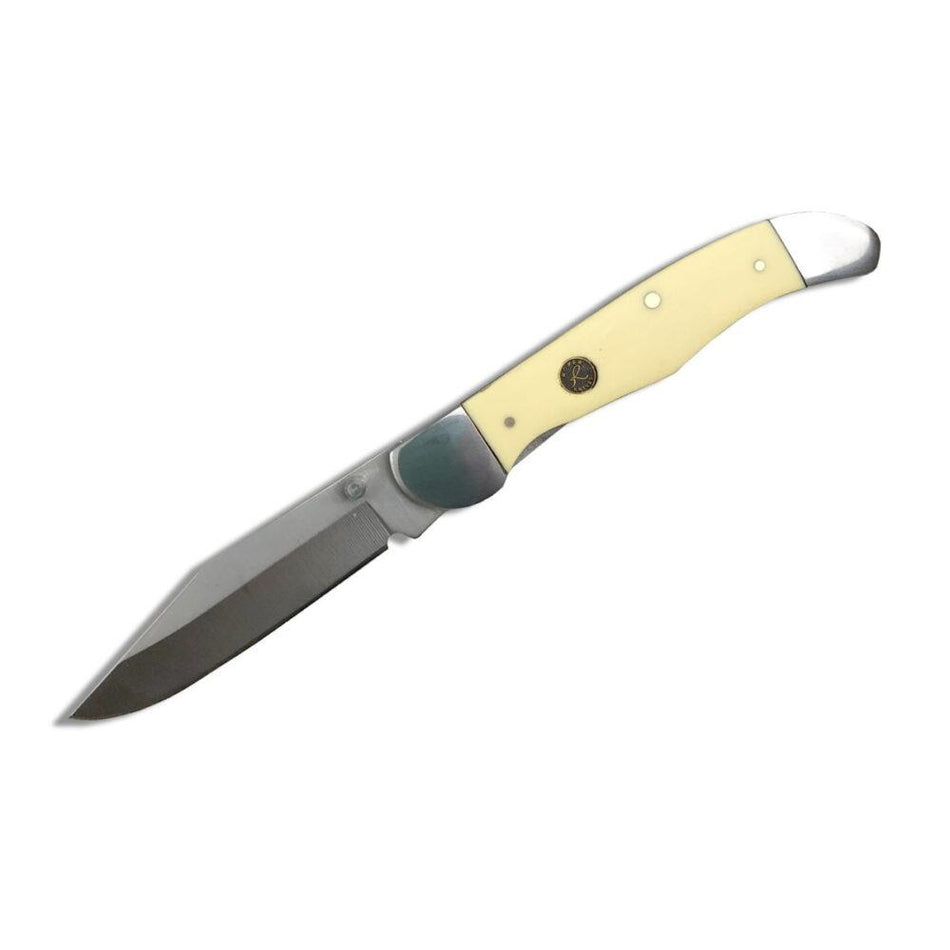 ABKT Pecos Delrin Handle Folding Knife 3 Inch Clip Point 1065 Carbon Steel Yellow