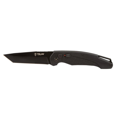 Telum Titan Tactical Push-Button Auto Knife 4" D2 Tanto Black